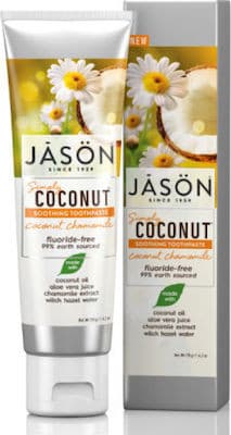 Oδοντόκρεμα Simply Coconut - με βιολογικό έλαιο Καρύδας και Χαμομήλι - Καταπραϋντική χωρίς φθόριο 120 gr - JASON