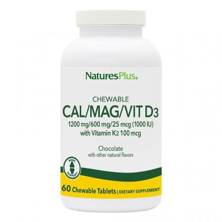 CAL/MAG/VIT D3/ VIT K2 Chocolate 60 Μασώμενες Tabs - Natures Plus