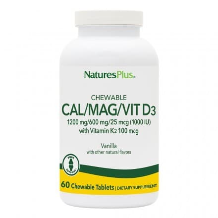 CAL/MAG/VIT D3/ VIT K2 Vanilla 60 Μασώμενες Tabs - Natures Plus