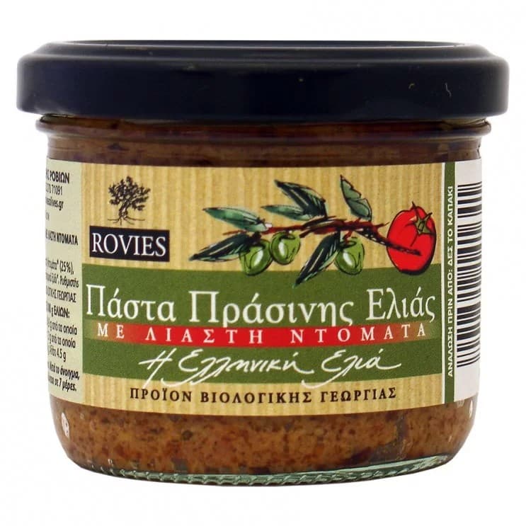 Πατέ πράσινης ελιάς με λιαστή ντομάτα bio 180 gr - Rovies