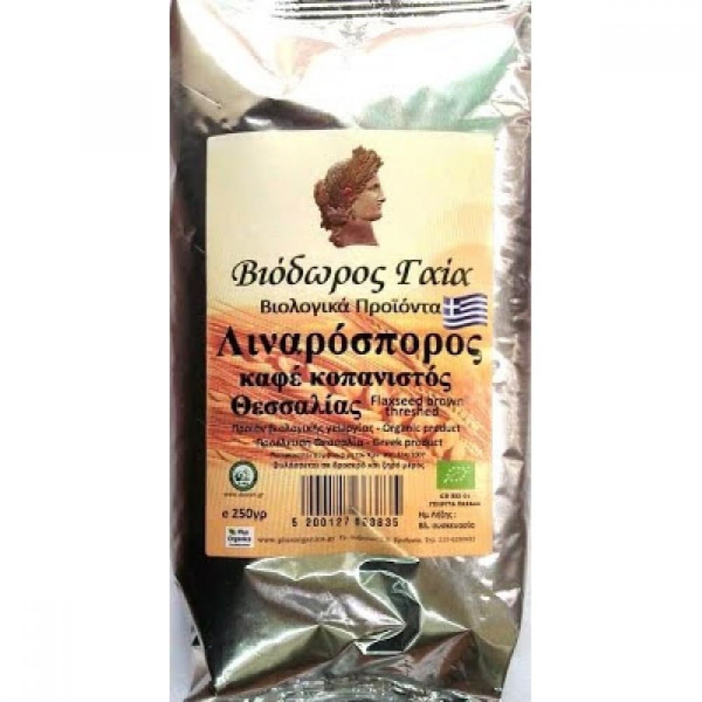 Λιναρόσπορος Καφέ κοπανιστός Ελληνικός  ΒΙΟ 250 gr -  Βιόδωρος Γαία