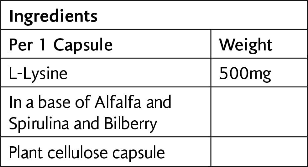 L-Lysine 500mg Veg 30 Caps - Viridian - Thumbnail 2