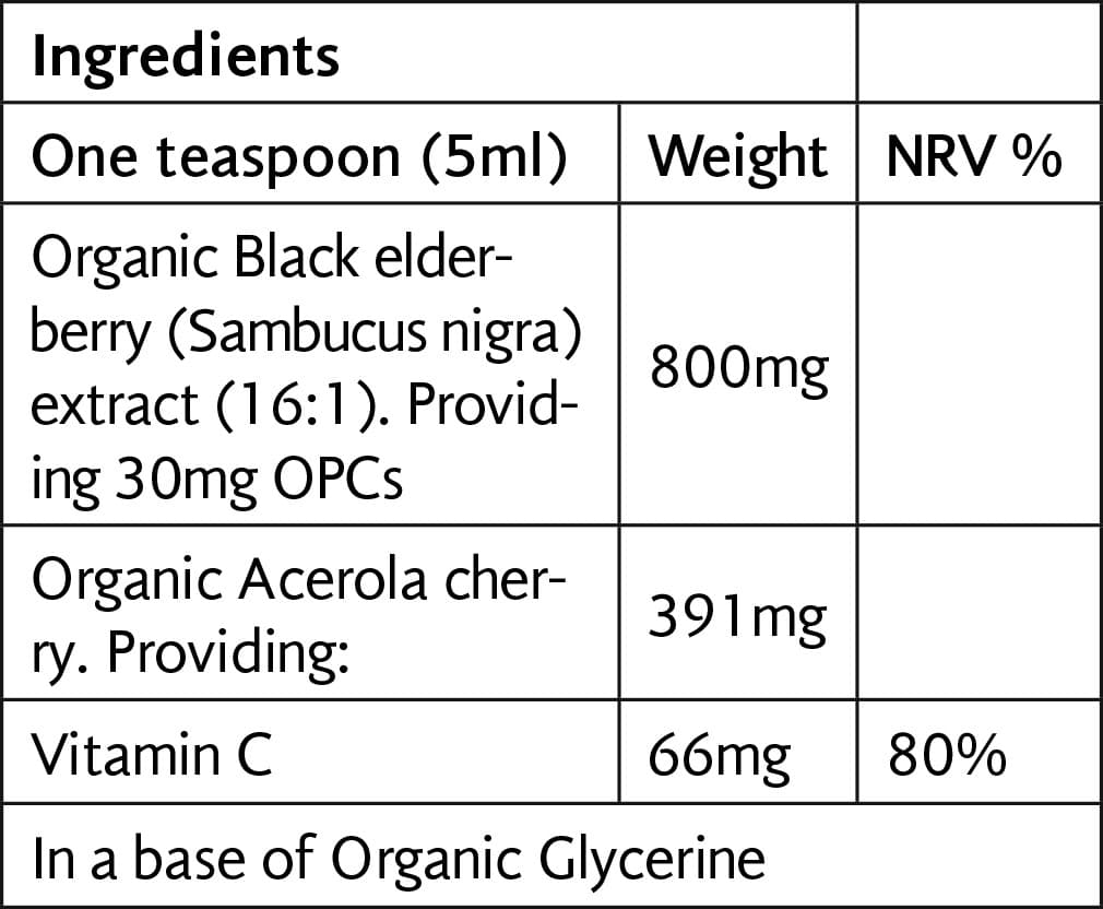 Elderberry (Μαύρο Σαμπούκο) & Vit C Extract (Organic) 100ml - Viridian - Thumbnail 2