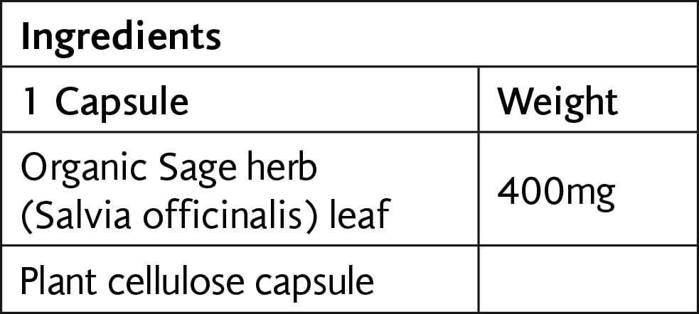 Sage (Φασκόμηλο) 400mg Veg 30 Caps (Organic) - Viridian - Thumbnail 2