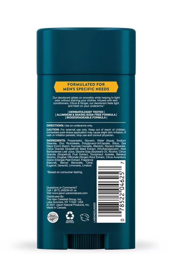 Men's Citrus & Ginger deodorant stick- Jason - Thumbnail 2
