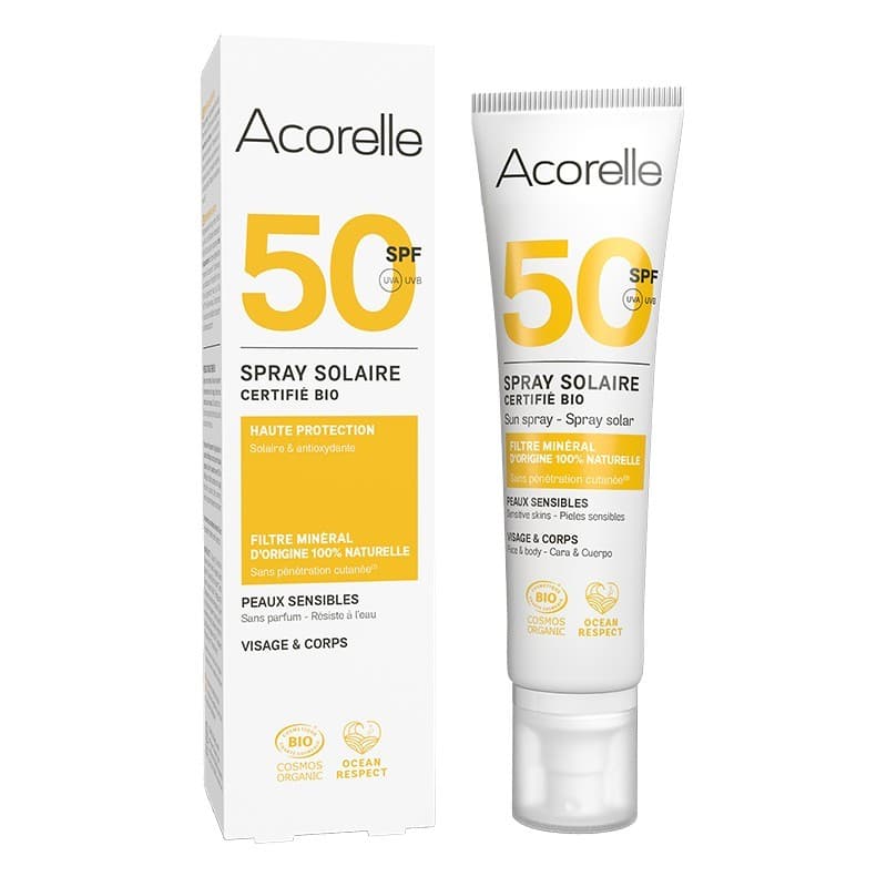 Certified Organic Sun Spray SPF50 100ml - Acorelle - Image 1