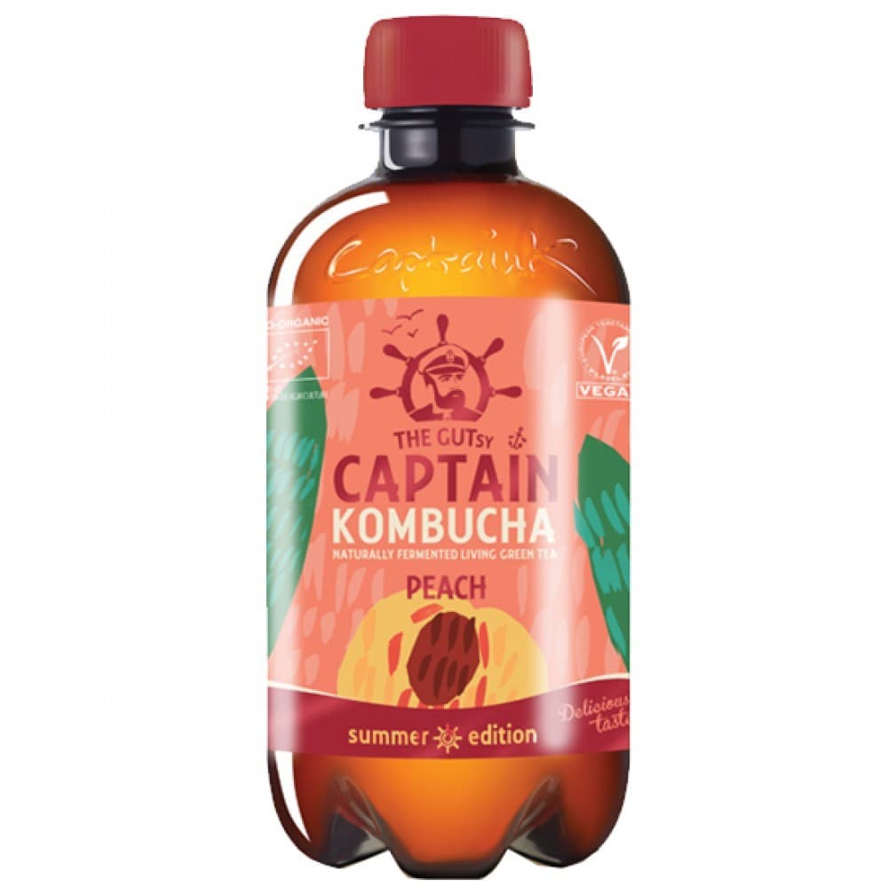 Κομπούχα 'Ροδάκινο' - Kombucha Peach (400ml) - Gutsy Captain