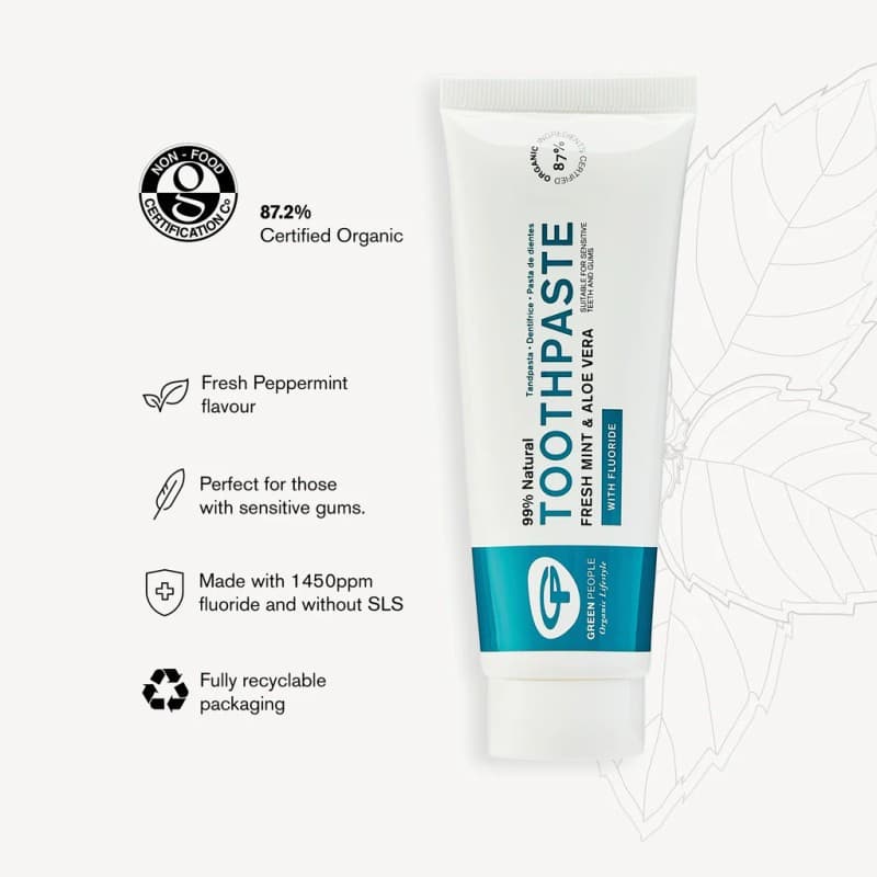 Οδοντόκρεμα με μέντα & Aloe Vera, με φθόριο 75 ml - Green People - Thumbnail 2