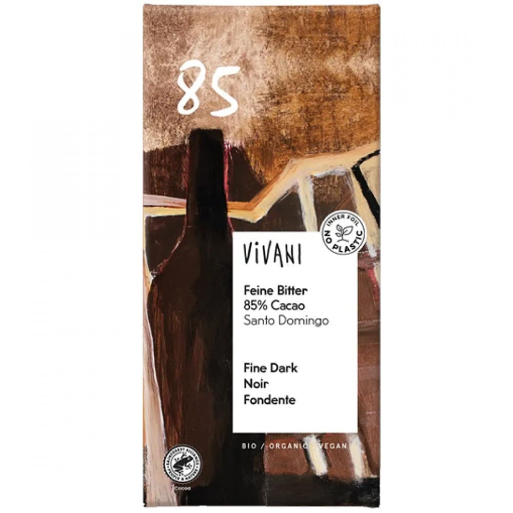 Μαύρη Σοκολάτα με 85% Κακάο 80γρ - Vivani