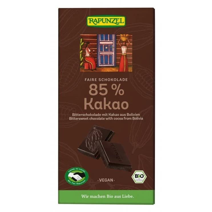 Σοκολάτα Μαύρη 85% Κακάο 80gr - Rapunzel - Image 1