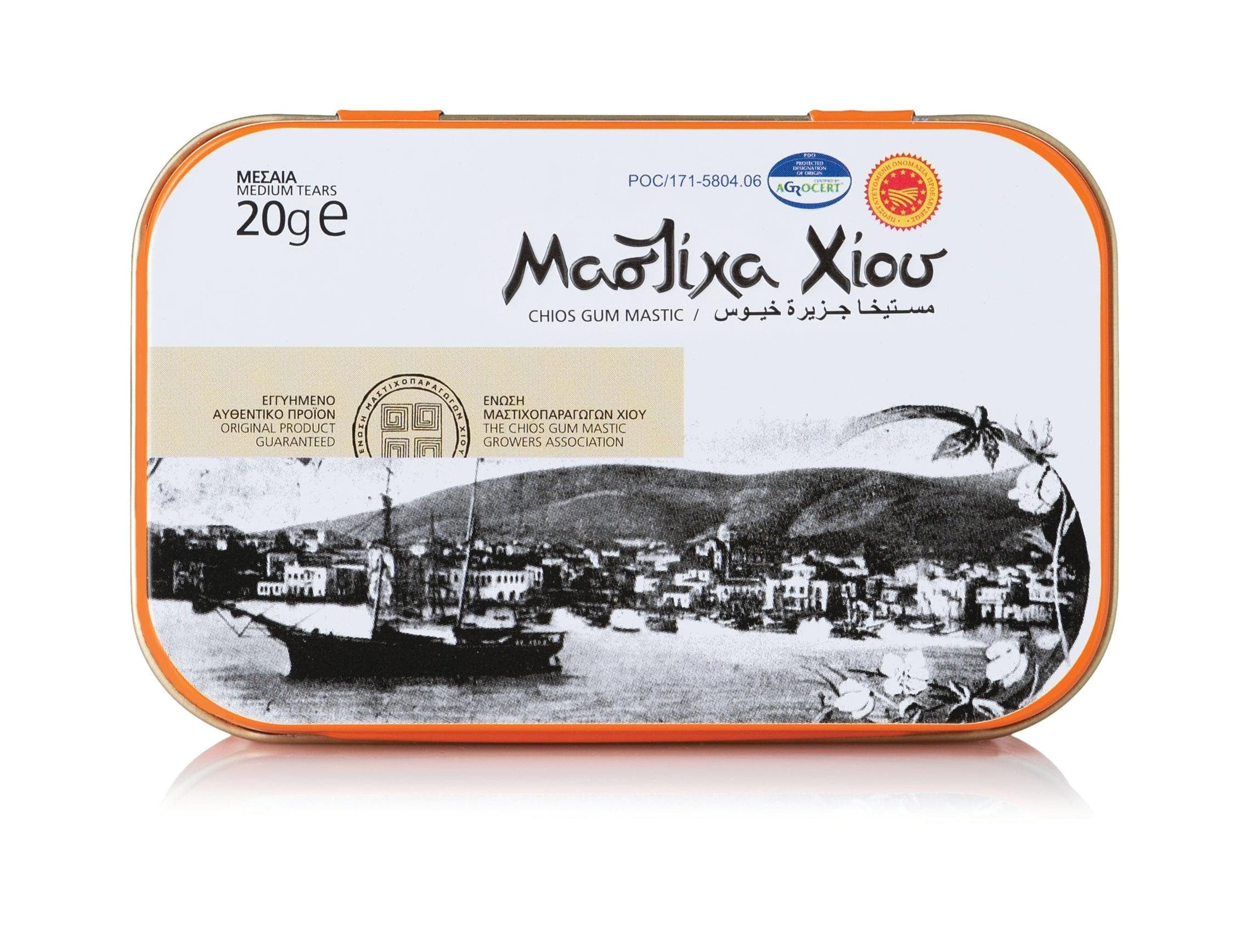 Μαστίχα Χίου 20g Μεταλλικό Κουτί, Μεσαία - Mastihashop