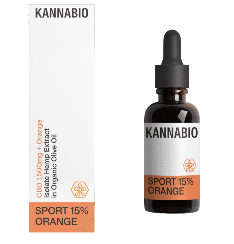 SPORT 15% ORANGE CBD Isolate (10ml) (Active Drops) THC Free - Kannabio