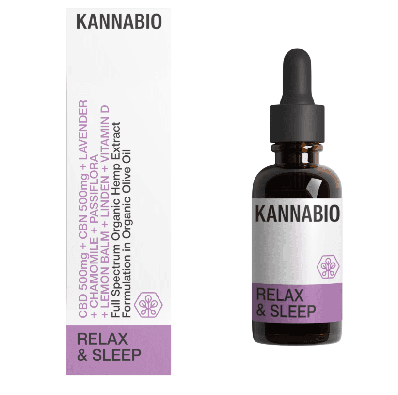 RELAX & SLEEP CBD 5% + CBN 5% + Εκχυλίσματα βοτάνων + Βιταμίνες (10ml) - Kannabio