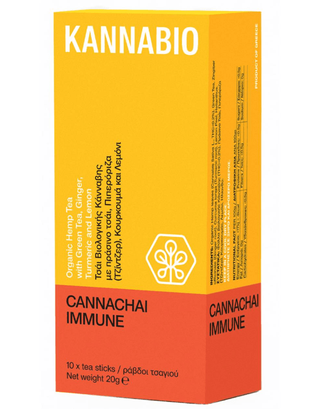Cannachai: Immune - Κάνναβη με Τζίντζερ, Κουρκουμά και Λεμόνι (10 τεμ.) - Kannabio
